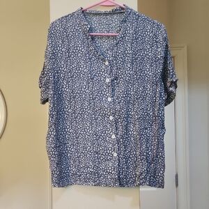 Blue Patterned Women's Top XL